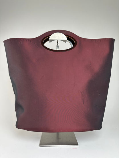 Vintage Gucci Satin Cut-Out Handle Tote Bag Burgundy