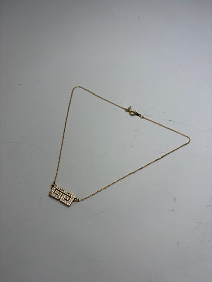 Vintage Givenchy Interlocking G Logo Rhinestone Necklace Gold