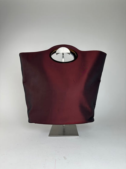 Vintage Gucci Satin Cut-Out Handle Tote Bag Burgundy