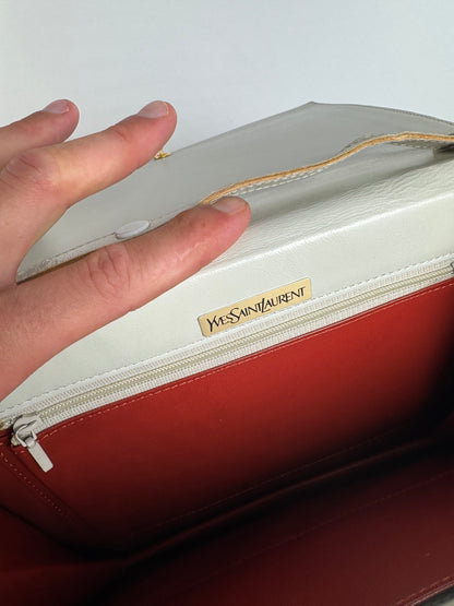 Sac vintage en cuir blanc Yves Saint Laurent