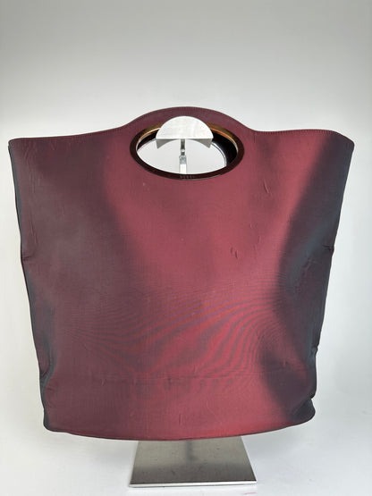 Vintage Gucci Satin Cut-Out Handle Tote Bag Burgundy