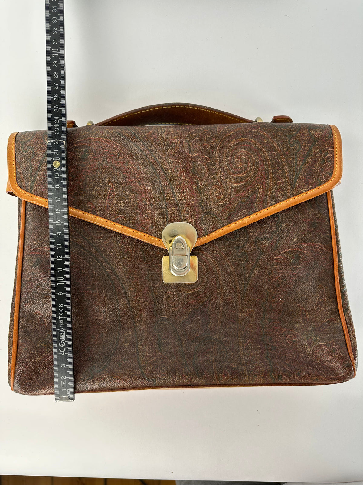 Vintage Etro Paisley Coated Canvas Top-Handle Bag Late 1980s Brown
