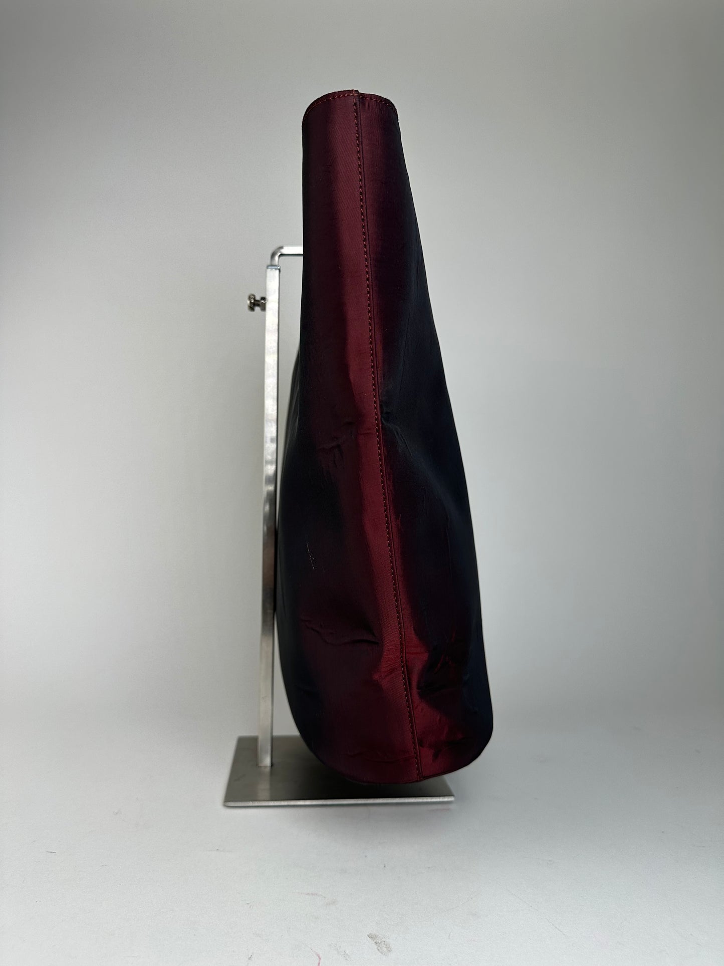 Vintage Gucci Satin Cut-Out Handle Tote Bag Burgundy