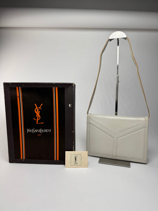 Sac vintage en cuir blanc Yves Saint Laurent