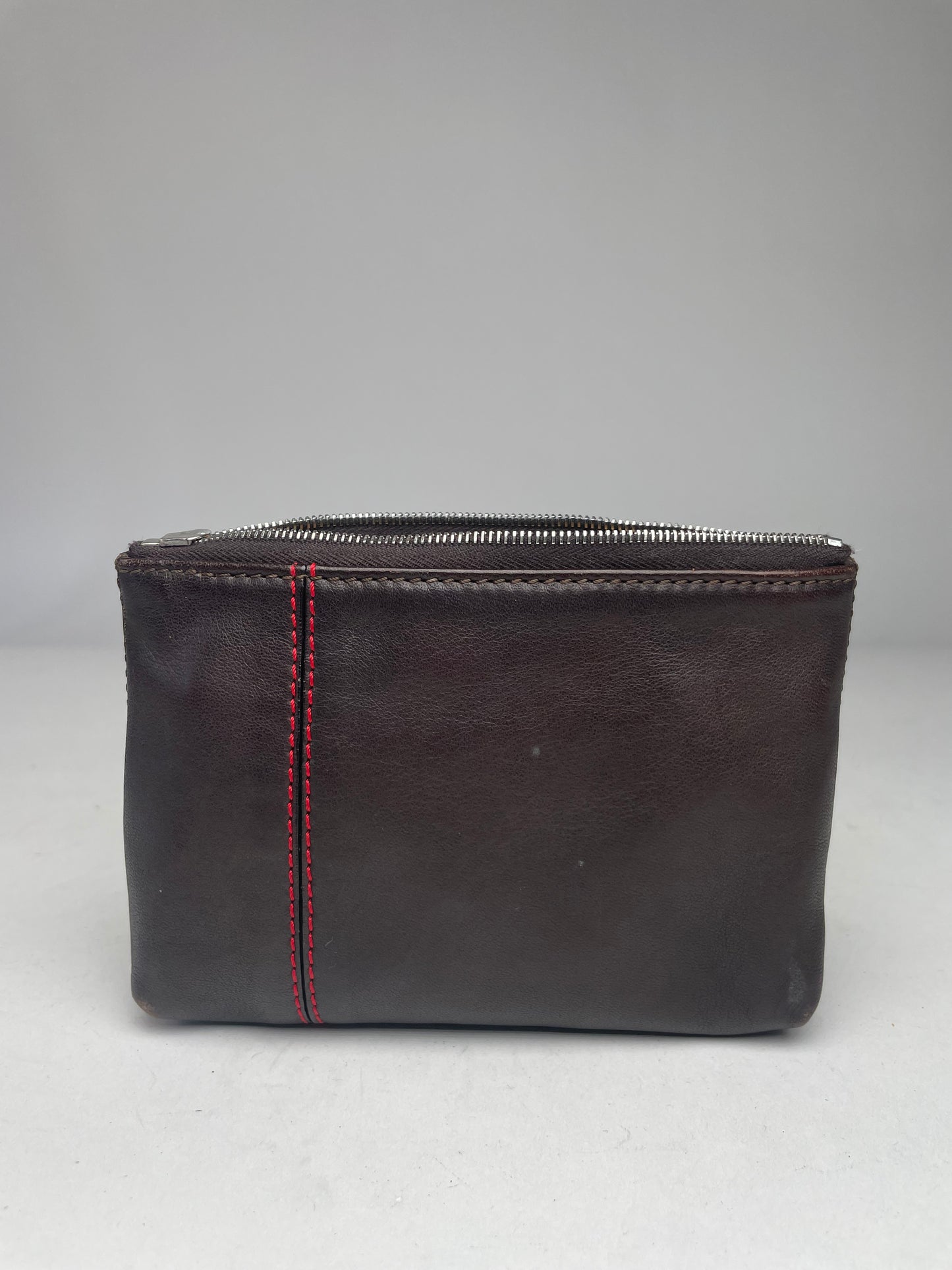 Vintage Celine Paris Leather Clutch Black Red