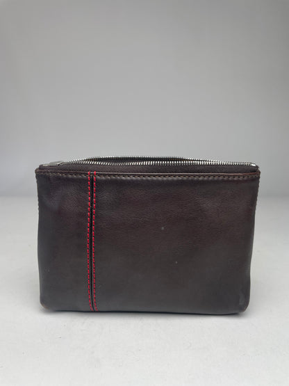 Vintage Celine Paris Leather Clutch Black Red