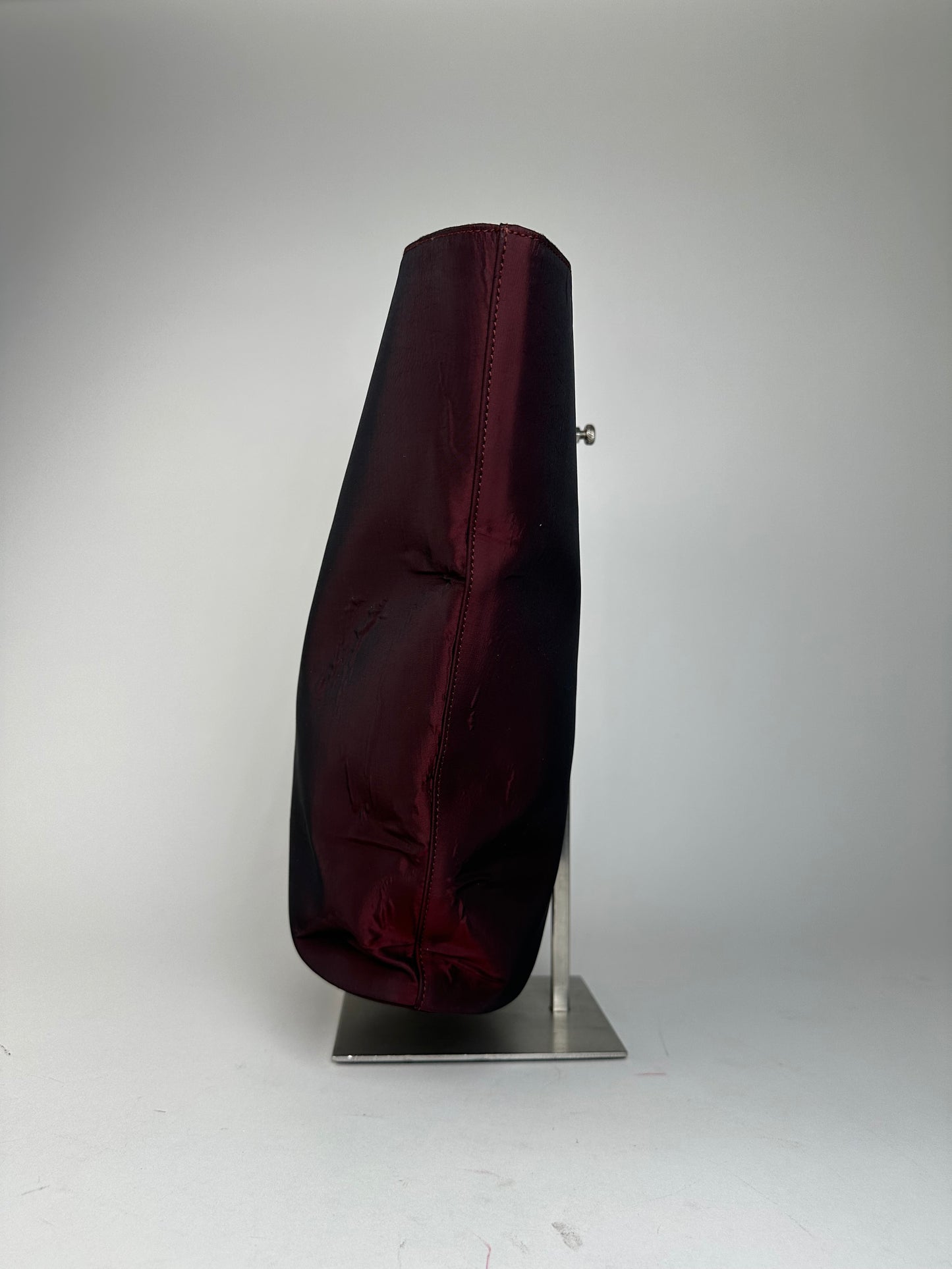 Vintage Gucci Satin Cut-Out Handle Tote Bag Burgundy