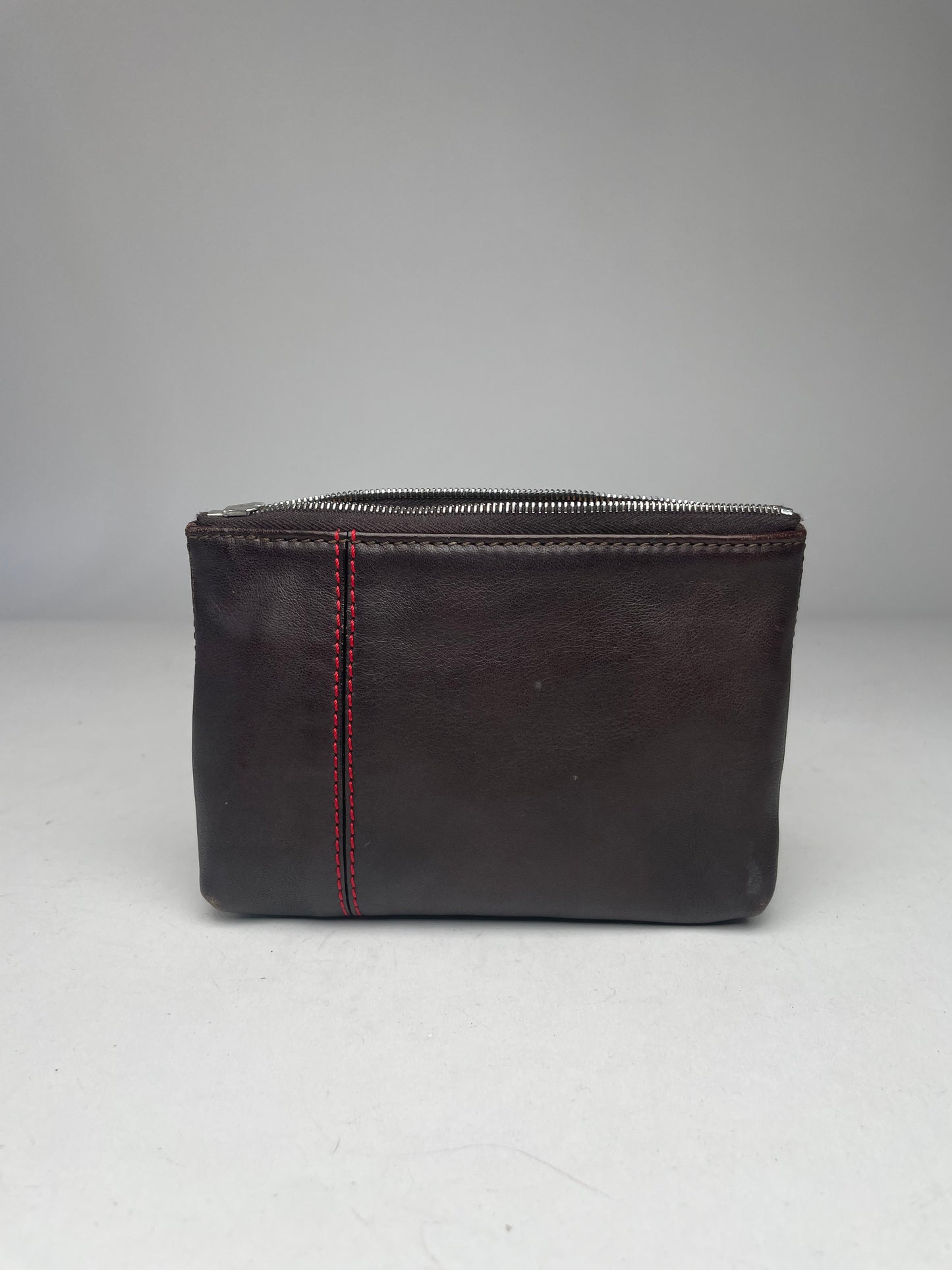 Vintage Celine Paris Leather Clutch Black Red