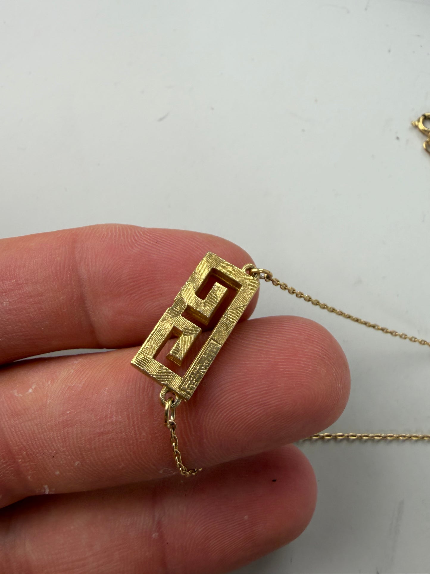 Vintage Givenchy Interlocking G Logo Rhinestone Necklace Gold