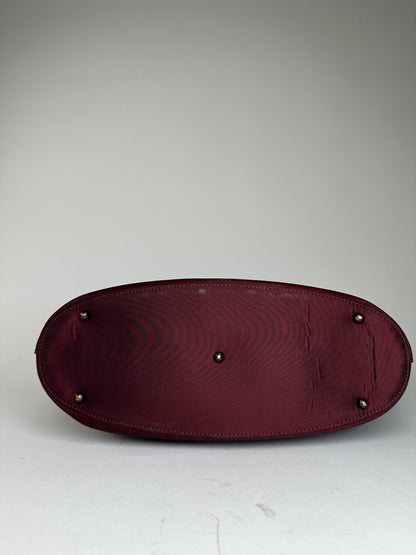 Vintage Gucci Satin Cut-Out Handle Tote Bag Burgundy