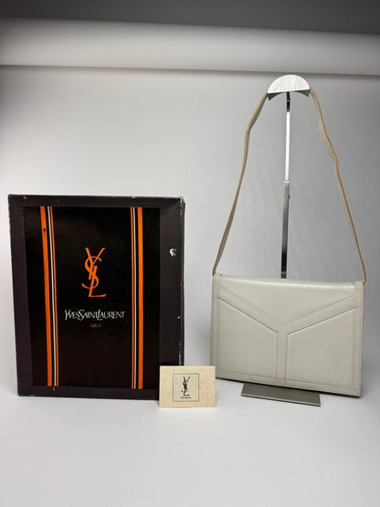 Sac vintage en cuir blanc Yves Saint Laurent