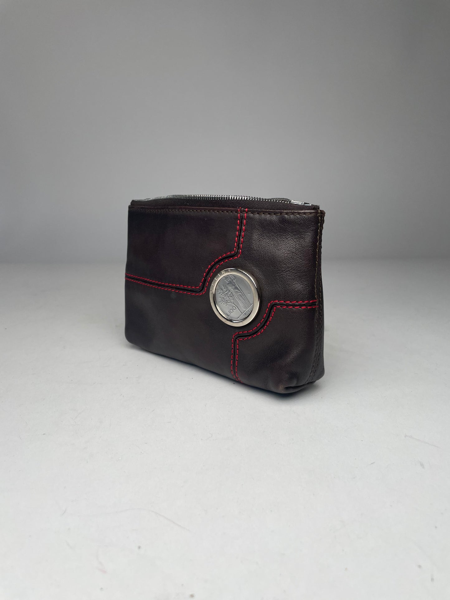 Vintage Celine Paris Leather Clutch Black Red