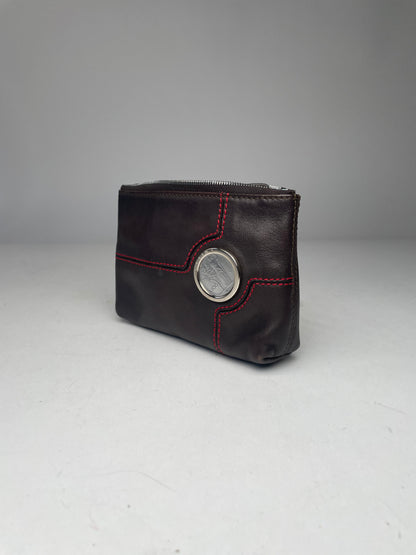 Vintage Celine Paris Leather Clutch Black Red