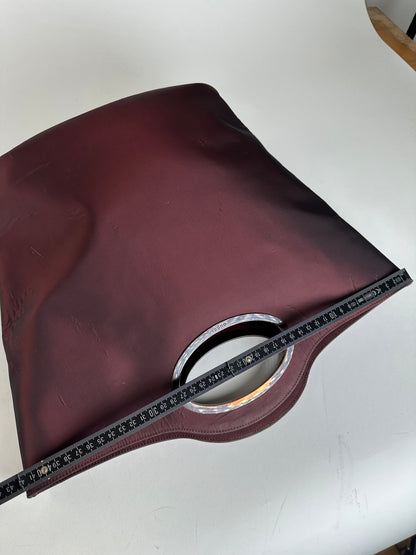 Vintage Gucci Satin Cut-Out Handle Tote Bag Burgundy