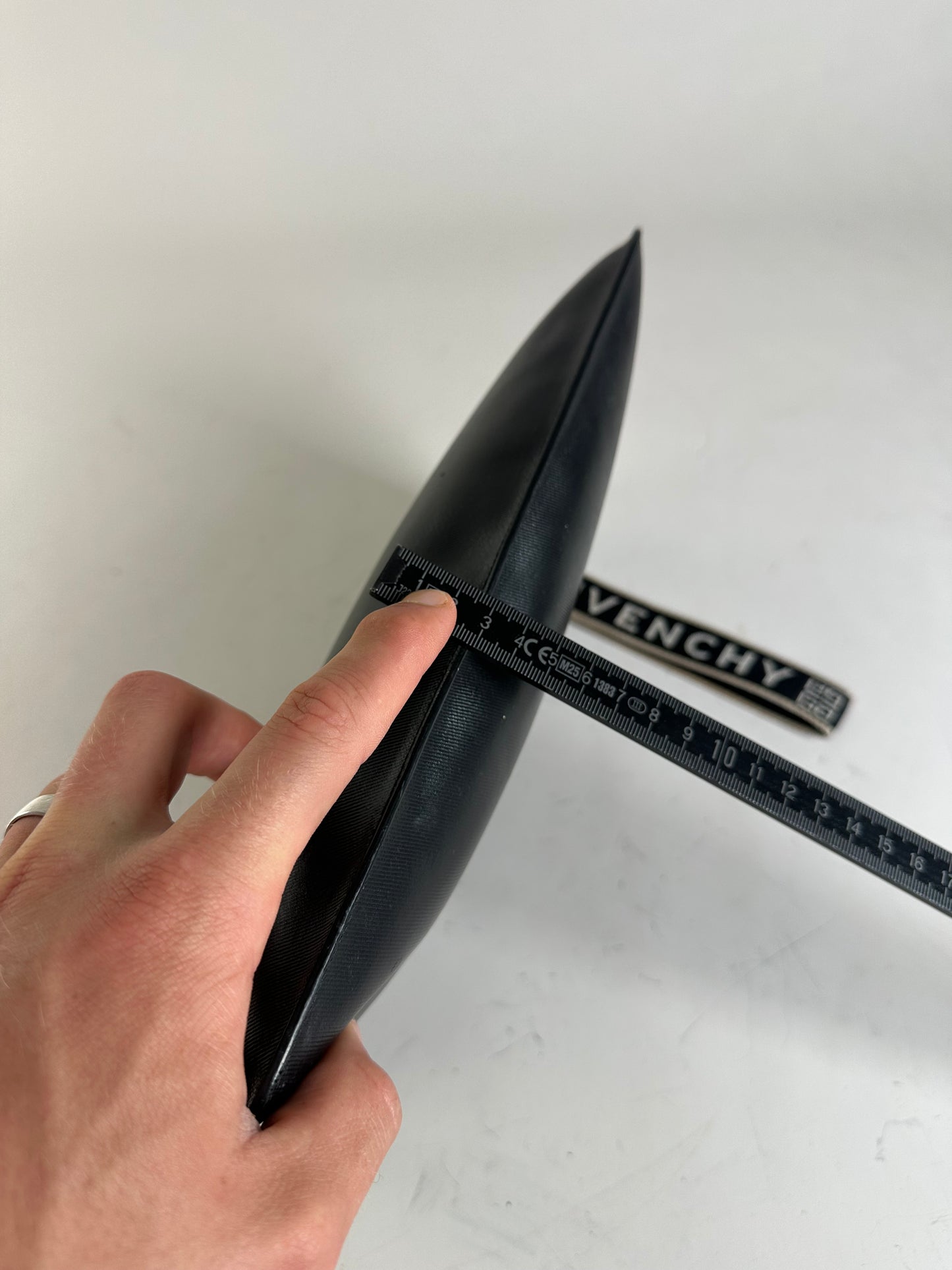 Vintage Givenchy Logo Leather Clutch Black Silver