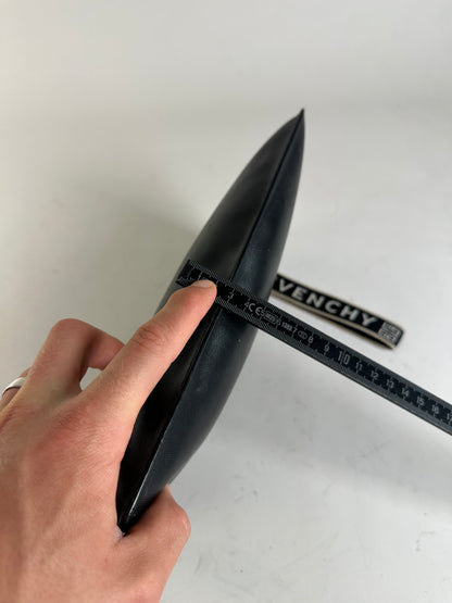 Vintage Givenchy Logo Leather Clutch Black Silver