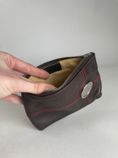 Vintage Celine Paris Leather Clutch Black Red