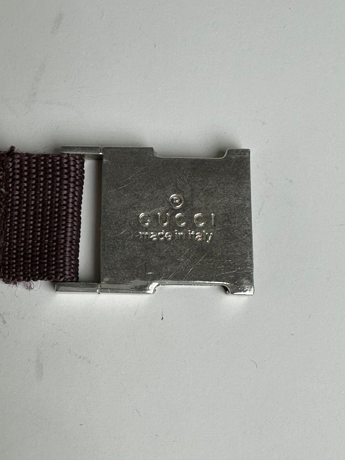 Vintage Gucci GG Canvas Belt Bag Silver Buckle Beige Brown