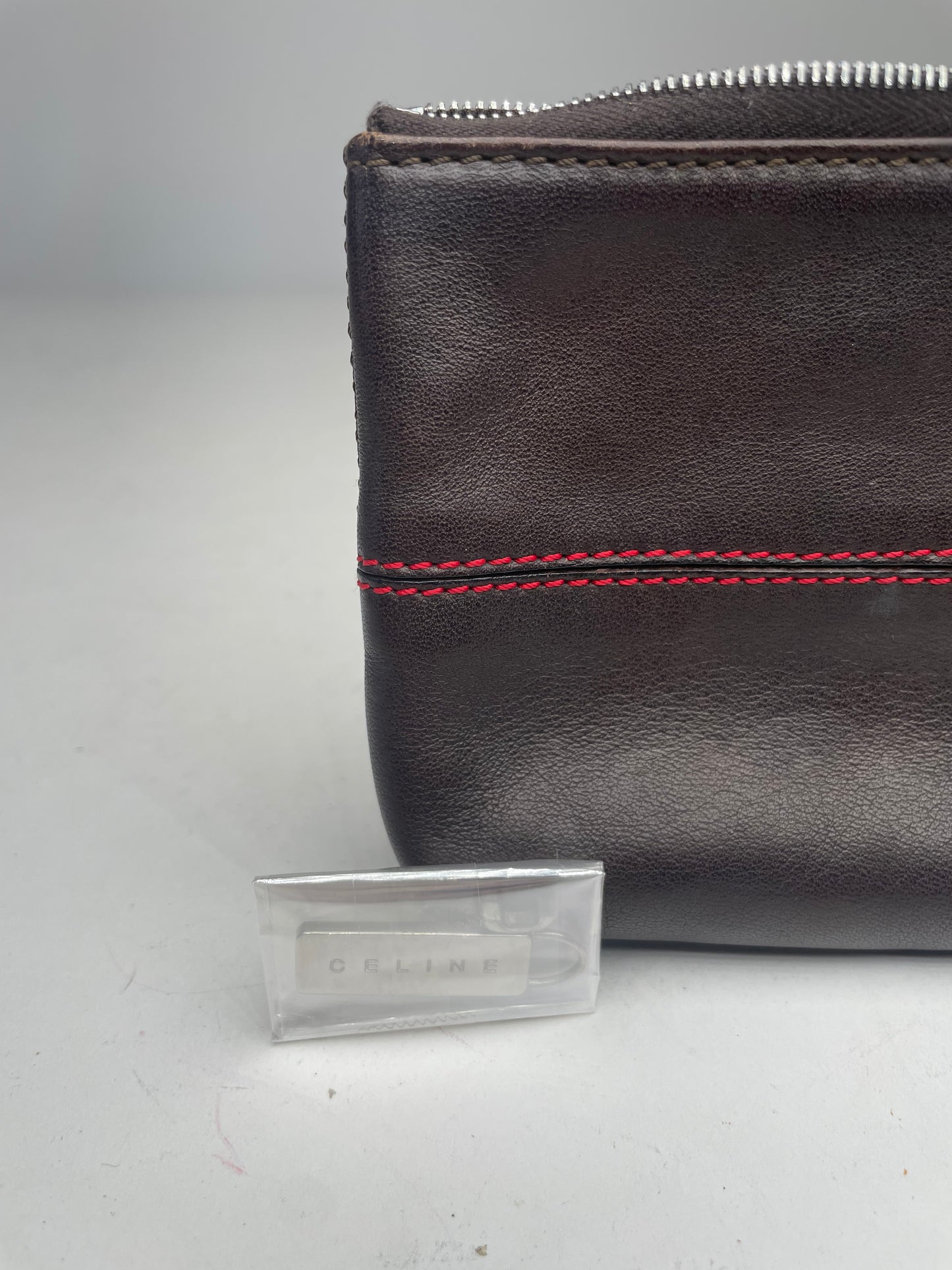 Vintage Celine Paris Leather Clutch Black Red