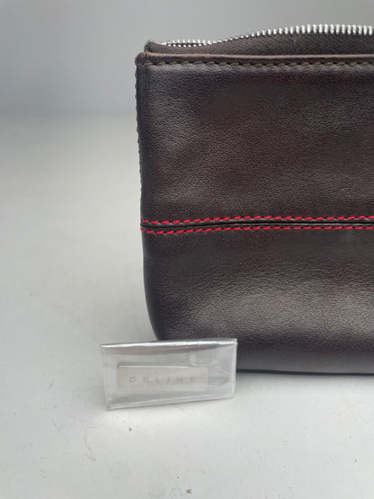 Vintage Celine Paris Leather Clutch Black Red