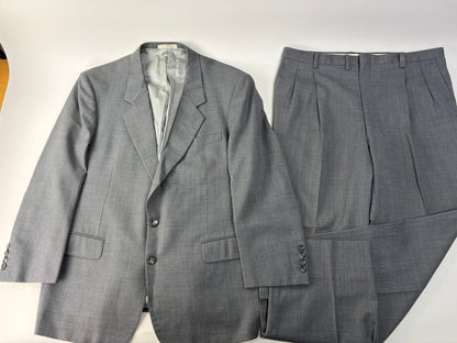 Vintage Givenchy Men's Wool Suit Gray Black Buttons L