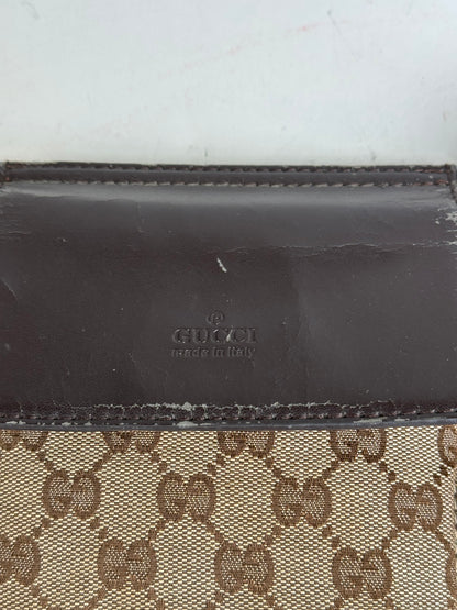 Vintage Gucci GG Canvas Belt Bag Silver Buckle Beige Brown