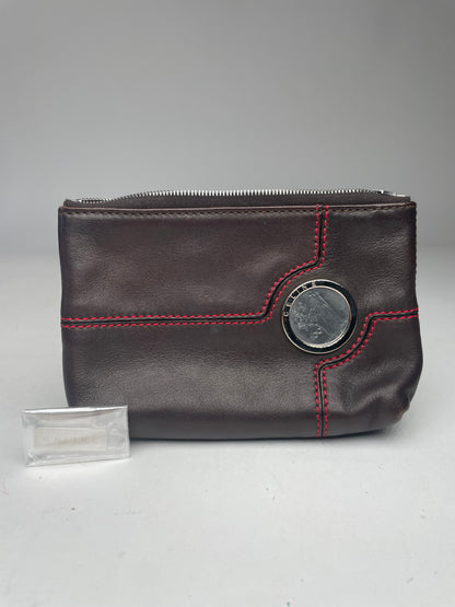 Vintage Celine Paris Leather Clutch Black Red