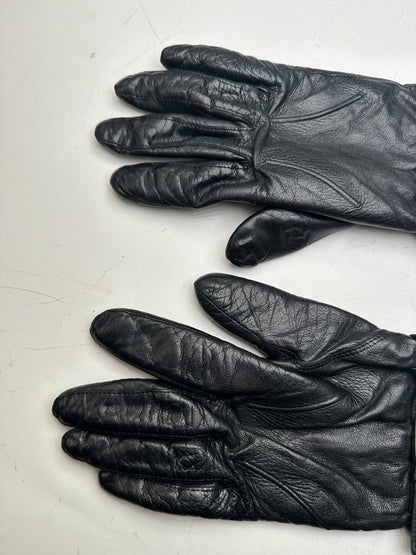 Vintage Chloé Leather Buckle Gloves Black Silver