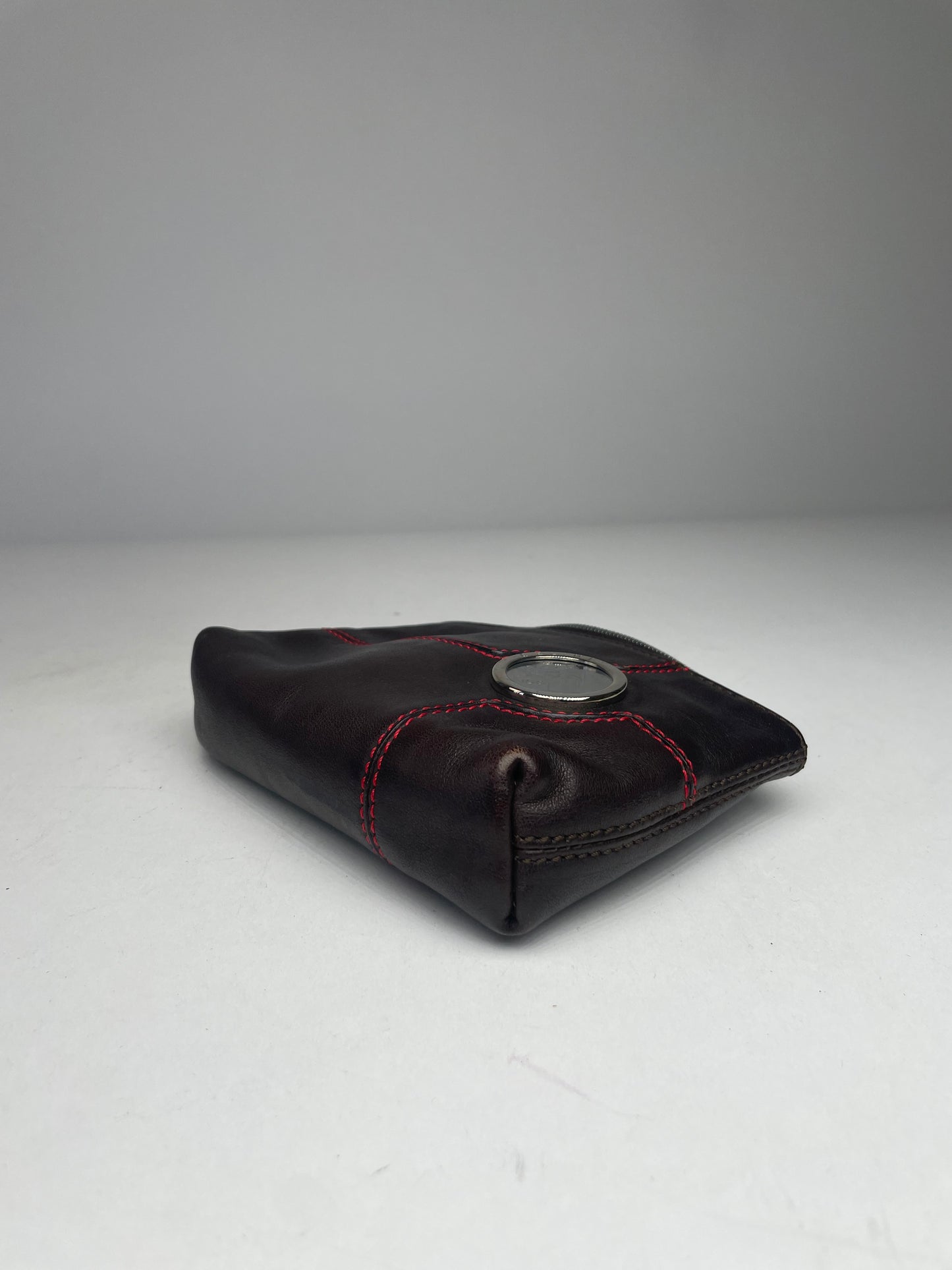 Vintage Celine Paris Leather Clutch Black Red