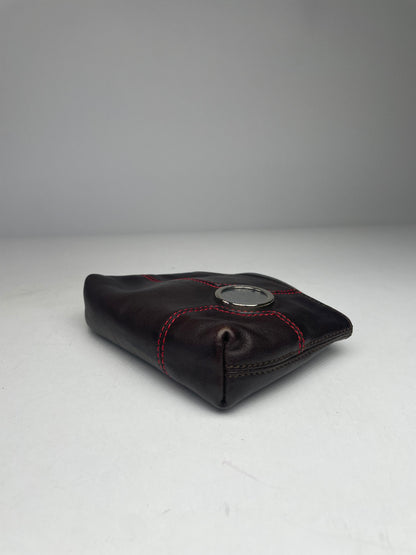 Vintage Celine Paris Leather Clutch Black Red