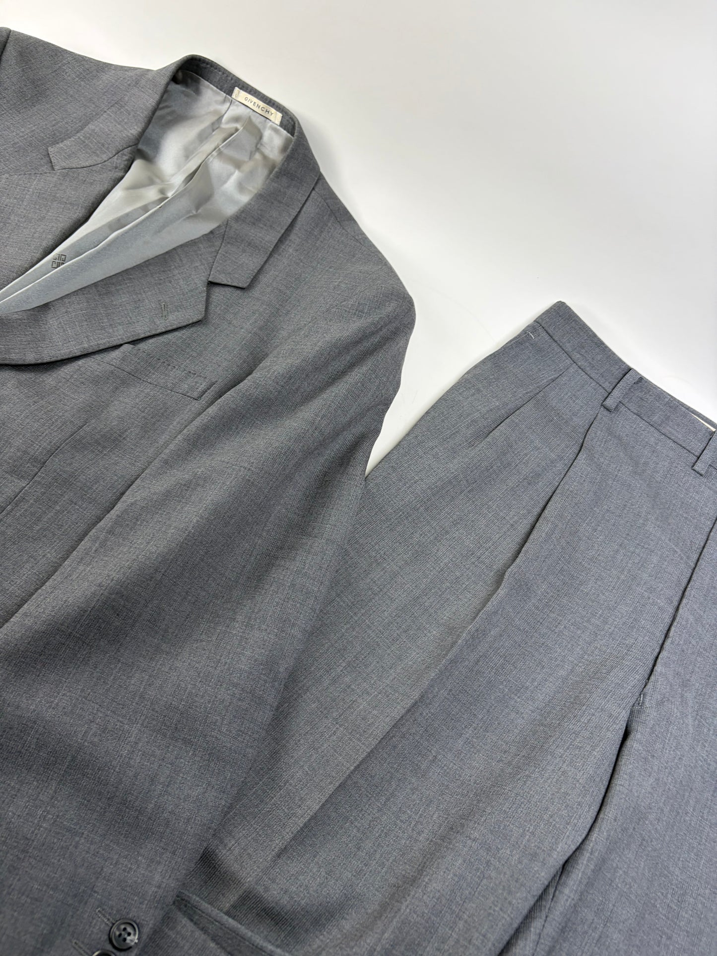 Vintage Givenchy Men's Wool Suit Gray Black Buttons L