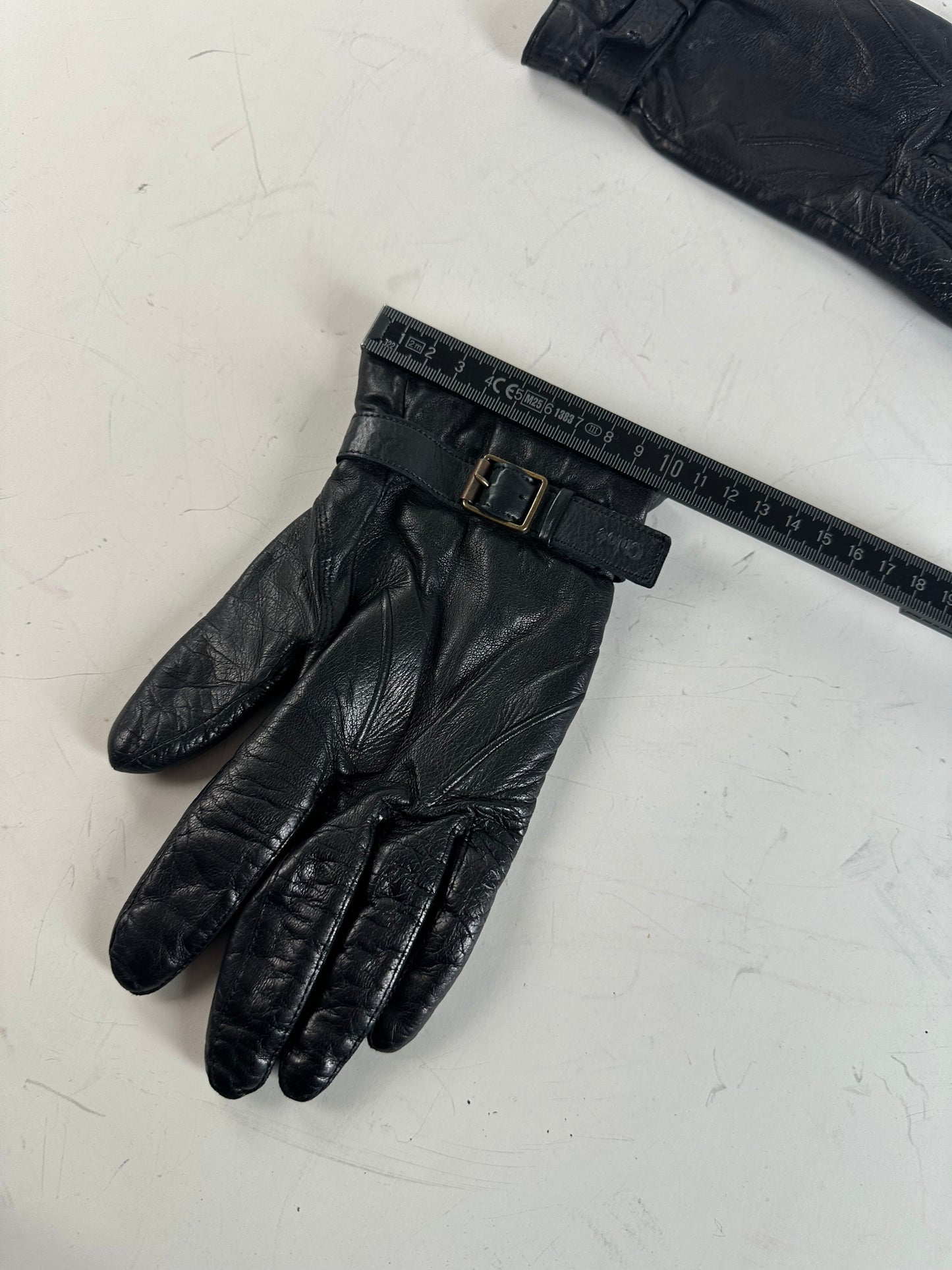 Vintage Chloé Leather Buckle Gloves Black Silver