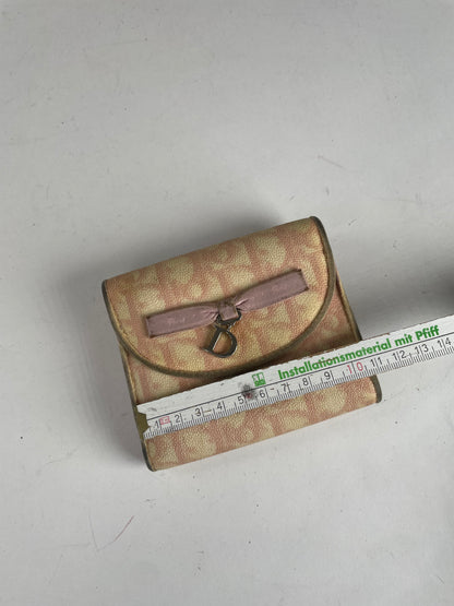 Vintage Dior Oblique Leather Wallet Beige Pink