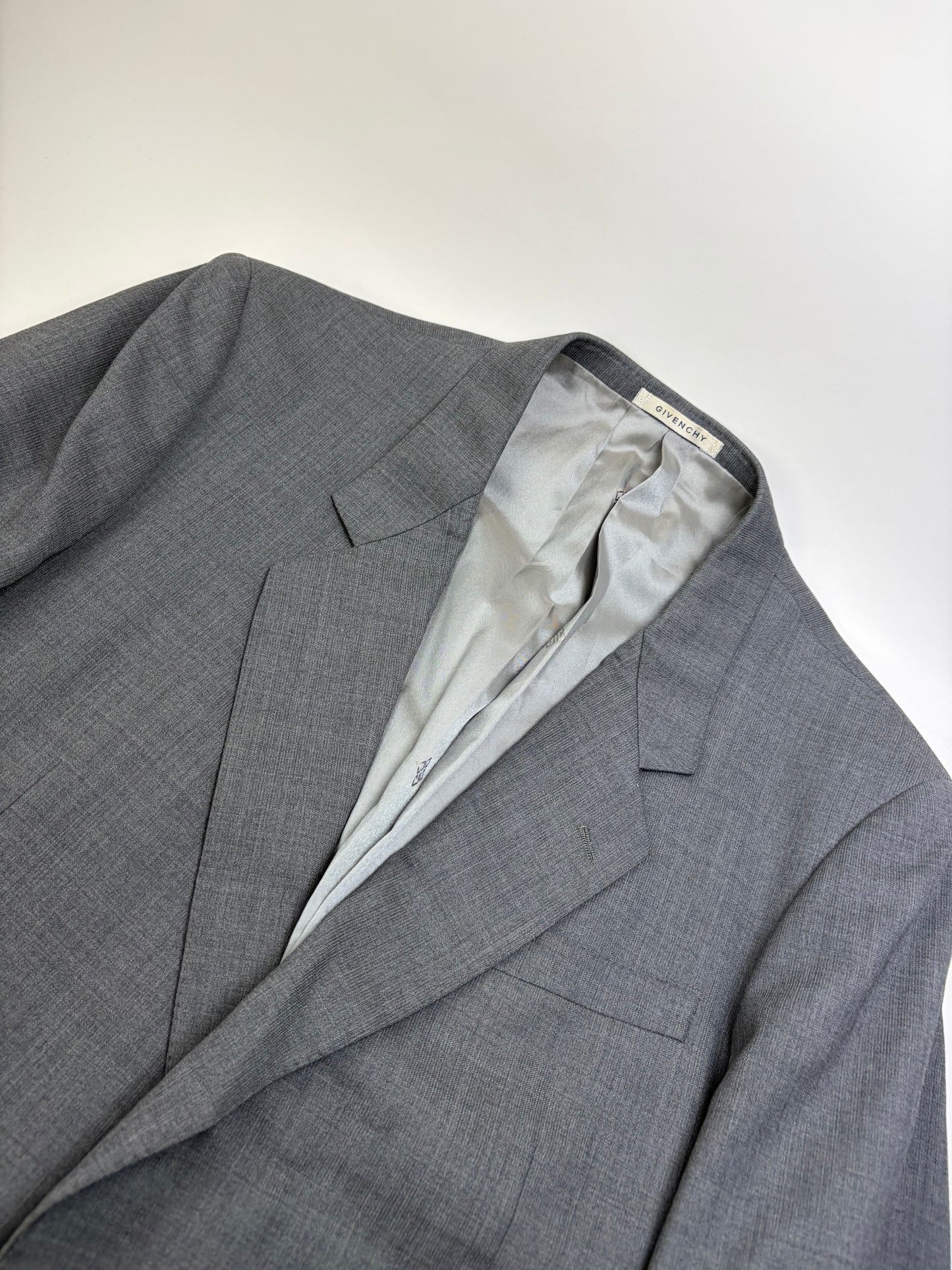 Vintage Givenchy Men's Wool Suit Gray Black Buttons L