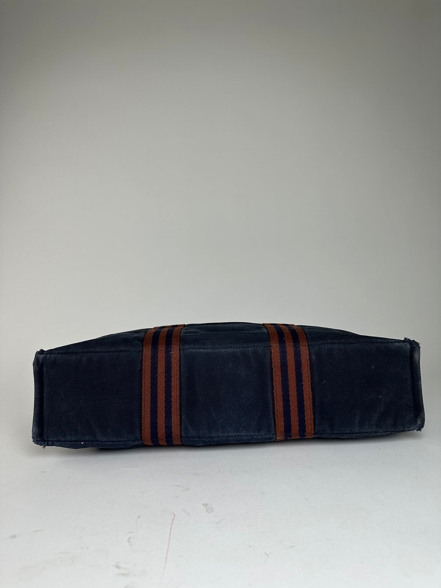 Vintage Hermès Fourre Tout MM Canvas Tote Bag Navy Orange