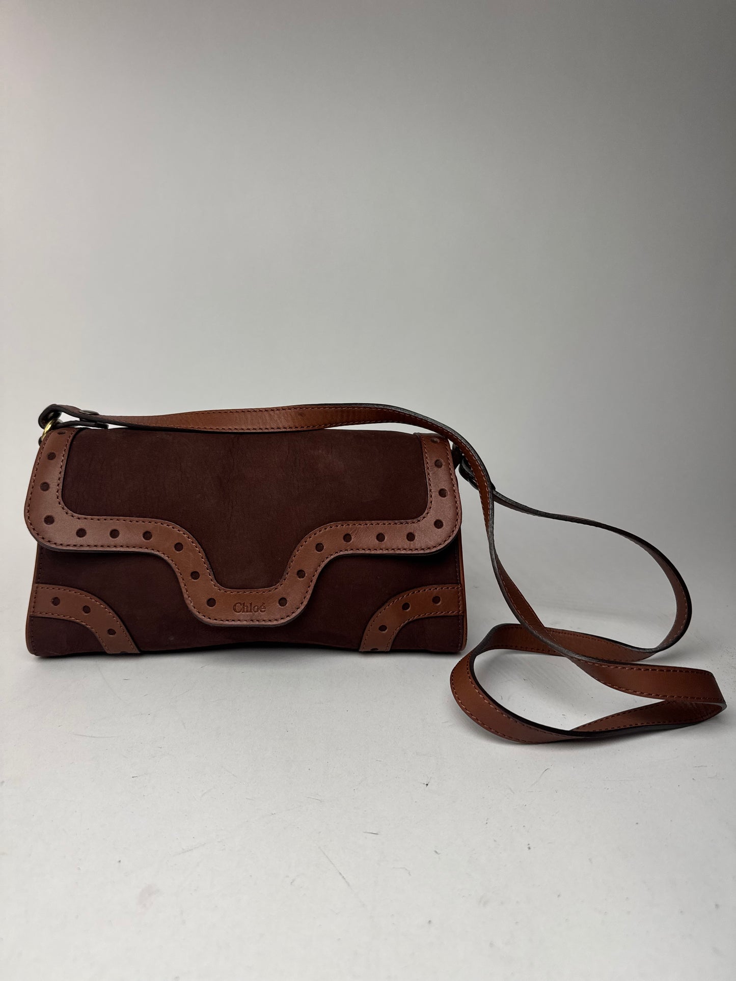 Sac vintage Chloé en cuir suédé marron