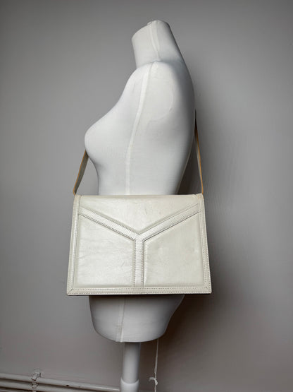 Sac vintage en cuir blanc Yves Saint Laurent