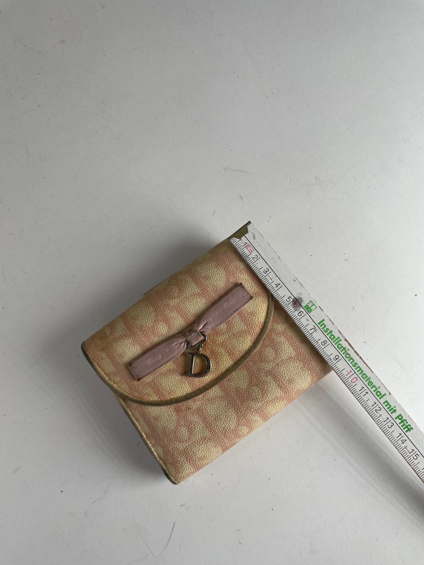 Vintage Dior Oblique Leather Wallet Beige Pink