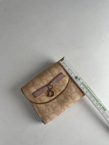 Vintage Dior Oblique Leather Wallet Beige Pink