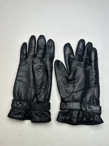 Vintage Chloé Leather Buckle Gloves Black Silver