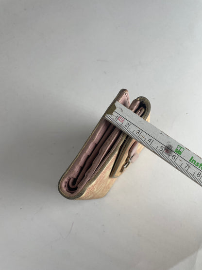 Vintage Dior Oblique Leather Wallet Beige Pink