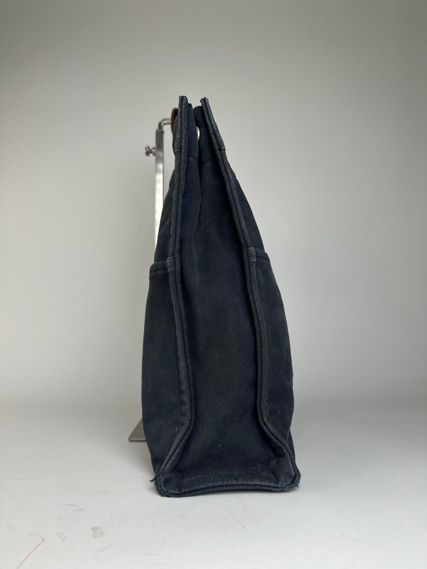 Vintage Hermès Fourre Tout MM Canvas Tote Bag Navy Orange