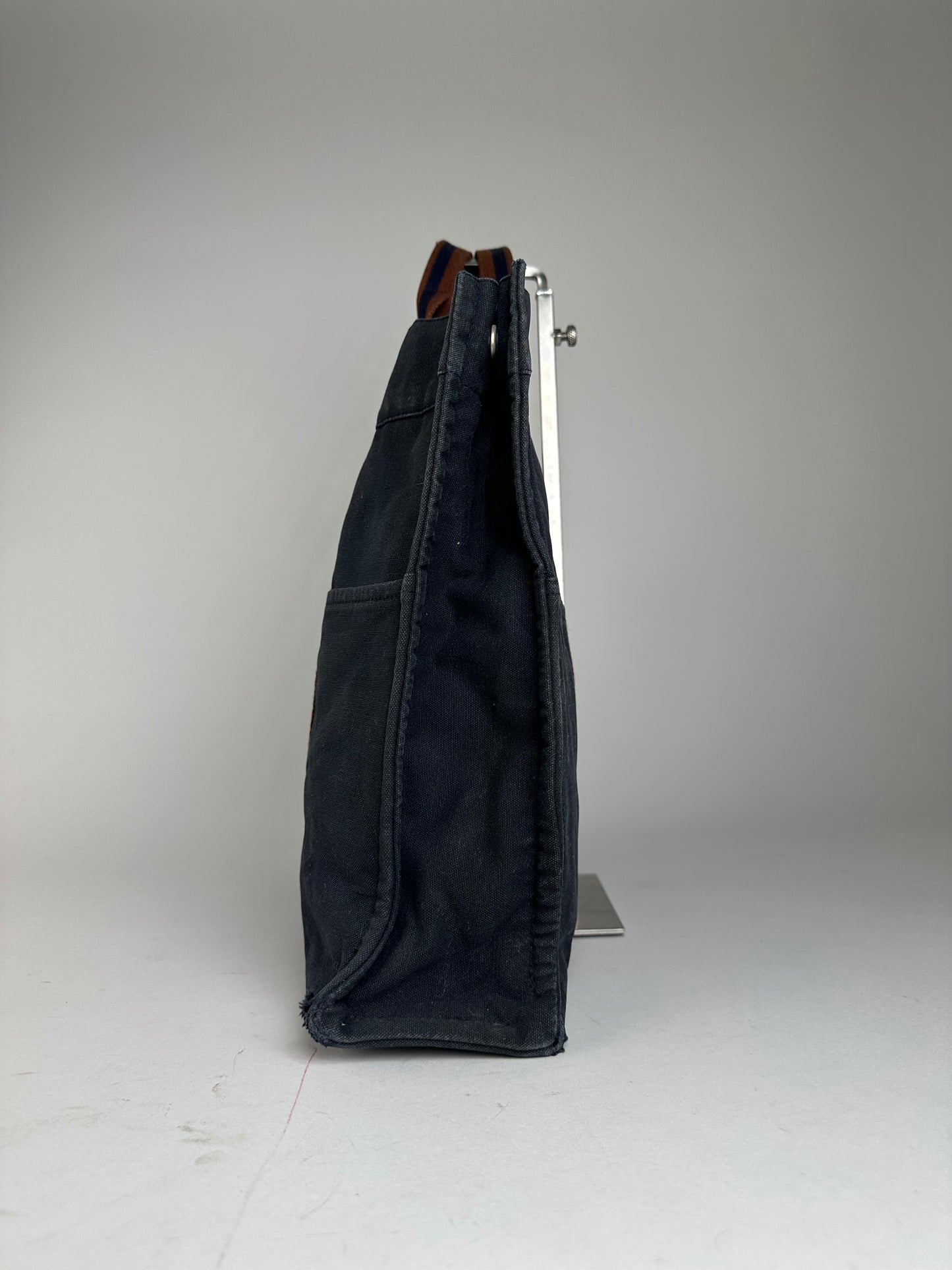Vintage Hermès Fourre Tout MM Canvas Tote Bag Navy Orange