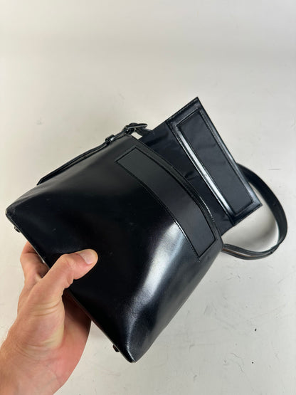 Vintage Givenchy Leather Shoulder Bag Black Silver