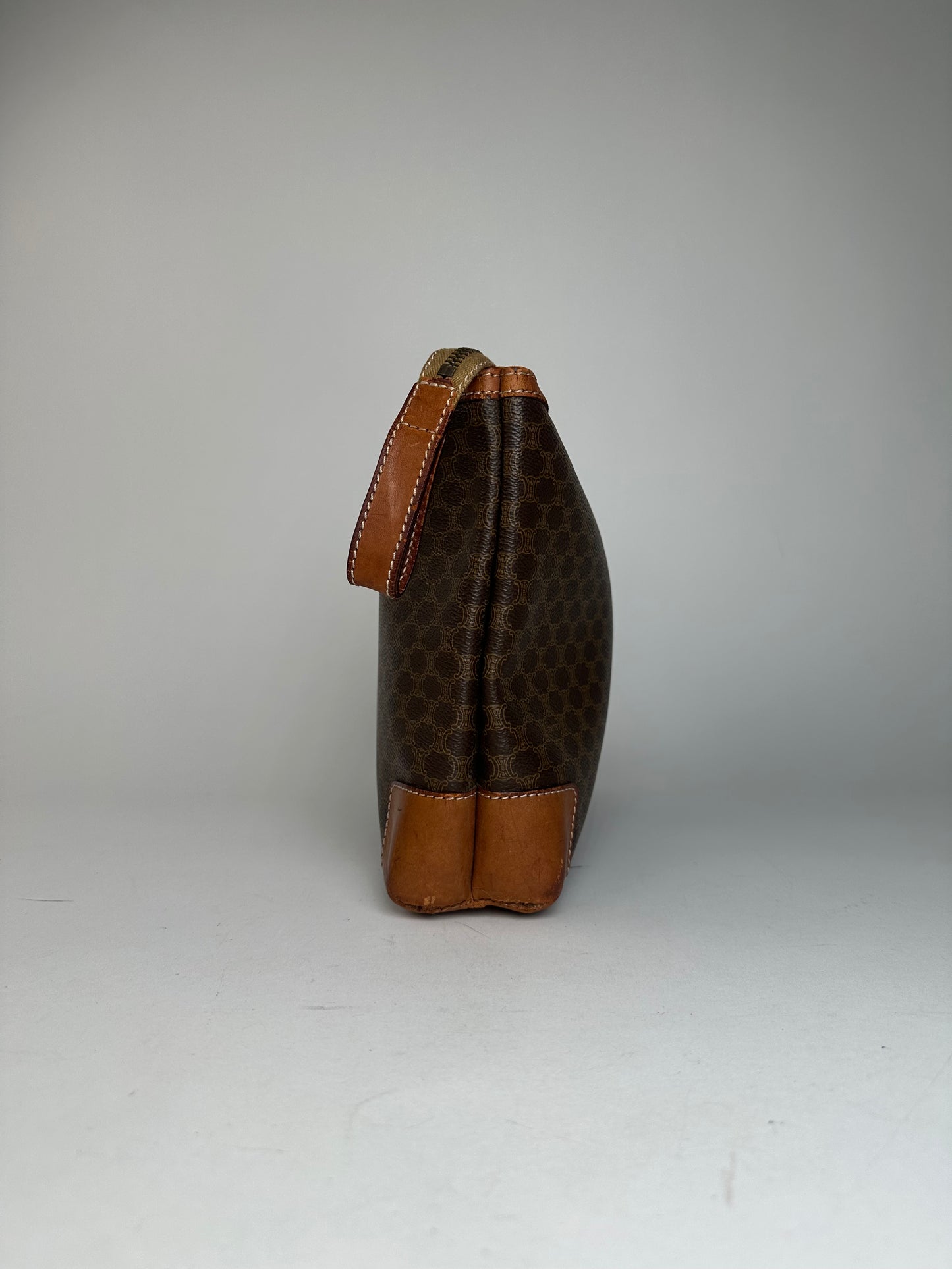 Vintage Celine Paris Monogram Leather Clutch Brown