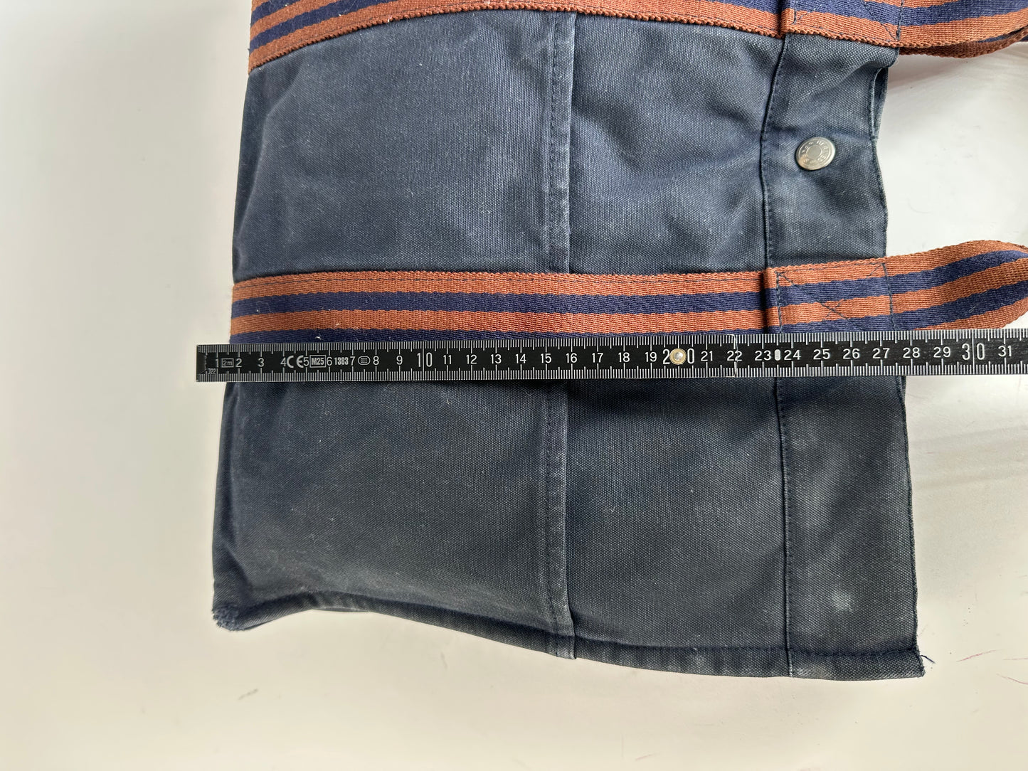 Vintage Hermès Fourre Tout MM Canvas Tote Bag Navy Orange