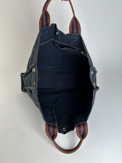 Vintage Hermès Fourre Tout MM Canvas Tote Bag Navy Orange