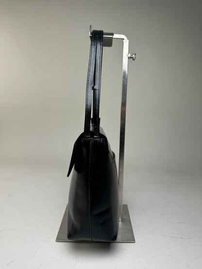 Vintage Givenchy Leather Shoulder Bag Black Silver