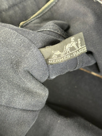 Vintage Hermès Fourre Tout MM Canvas Tote Bag Navy Orange