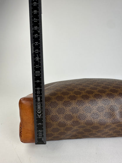 Vintage Celine Paris Monogram Leather Clutch Brown